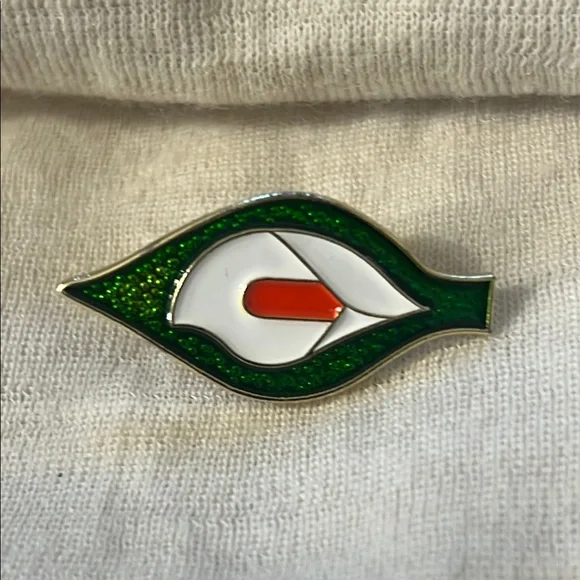 Green and White Enamel Pin - Picture 2 of 4